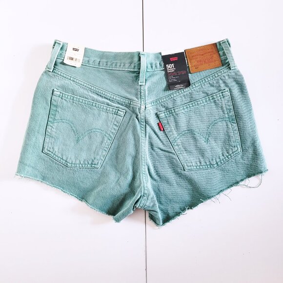 Levi's 501 High Rise Shorts in Dusty Beryl Green 56327-0402 BNWT - Size 30 - Picture 6 of 13
